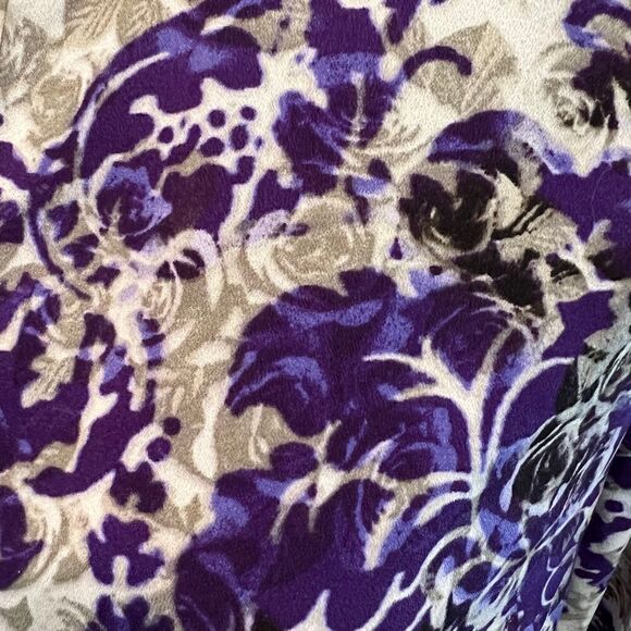 Talbots purple gray damask floral blouse - Picture 3 of 9